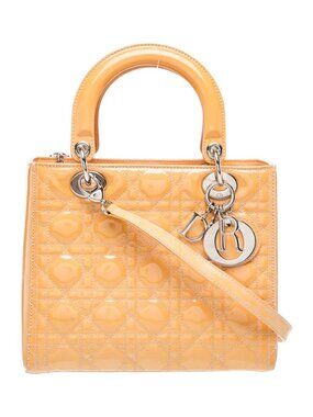 Christian Dior John Galliano Peach Patent Leather Lady Dior Bag